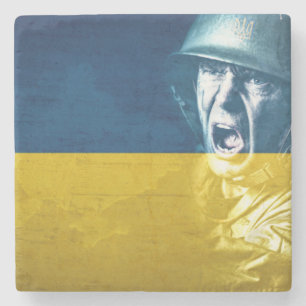 Dessous-de-verre En Pierre Un soldat de la paix en Ukraine en guerre
