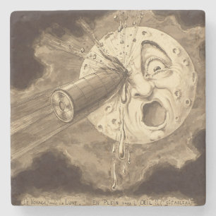 Dessous-de-verre En Pierre Un voyage vers le dessin Vintage de la Lune
