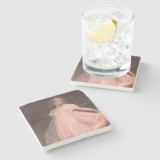 Dessous-de-verre En Pierre Une danseuse en robe rose (Côté)