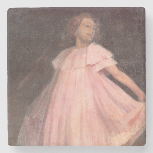 Dessous-de-verre En Pierre Une danseuse en robe rose (Devant)