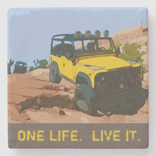 DESSOUS-DE-VERRE EN PIERRE UNE VIE. VIVE-LE. (Devant)