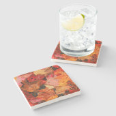 Dessous-de-verre En Pierre USA, Maine. feuille d'érable d'automne (Côté)