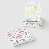 Dessous-de-verre En Pierre Vacances d'été : Palm Trees Ananas Motif (Côté)