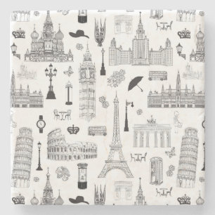 Dessous-de-verre En Pierre Vacances En Europe Motif