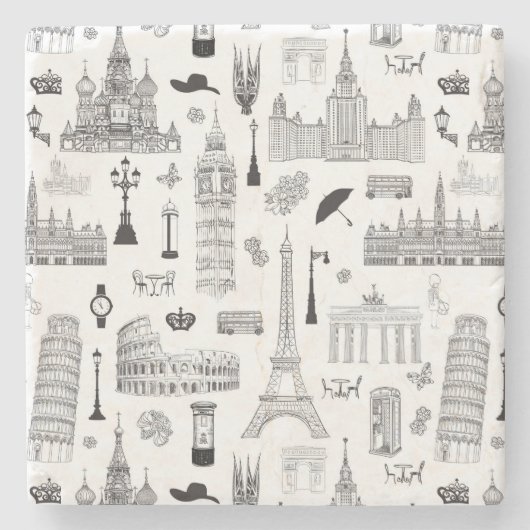 Dessous-de-verre En Pierre Vacances En Europe Motif (Devant)