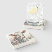 Dessous-de-verre En Pierre Vache d'aquarelle en Fleur sauvage (Côté)