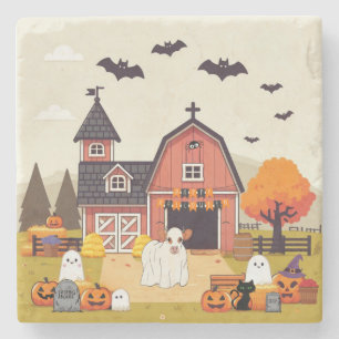 Dessous-de-verre En Pierre Vache de ferme mignonne pour Halloween