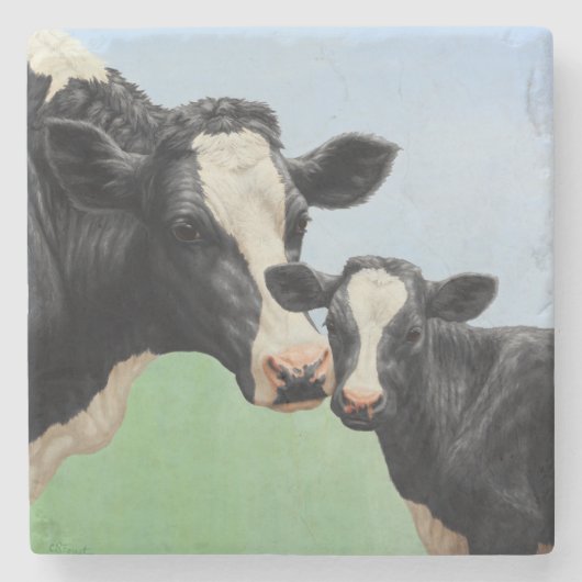 Dessous-de-verre En Pierre Vache et veau Holstein (Devant)