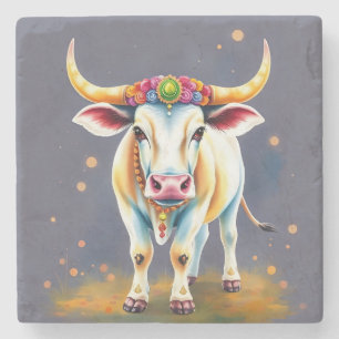 Dessous-de-verre En Pierre Vaches sacrées colorées de Diwali dans des déguise
