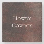 Dessous-de-verre En Pierre Vachette en cuir Brown Faux Sud-Ouest (Devant)