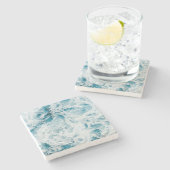 Dessous-de-verre En Pierre Vague Océan Pacifique Bleu (Côté)