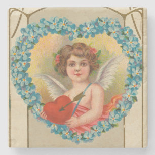 Dessous-de-verre En Pierre Valentine vintage, Stecher Litho Company, vers 191