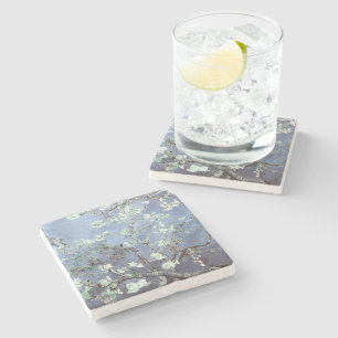 Dessous-de-verre En Pierre Van Gogh Almond Blossoms en acier bleu