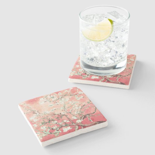 Dessous-de-verre En Pierre Van Gogh Almond Blossoms Peach (Côté)