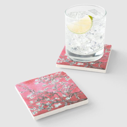 Dessous-de-verre En Pierre Van Gogh Almond Blossoms Rouge bleu (Côté)