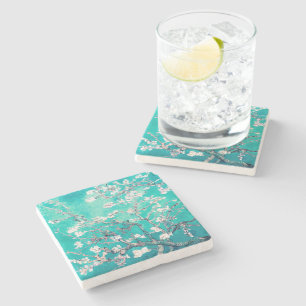 Dessous-de-verre En Pierre Van Gogh Almond Blossoms Turquoise