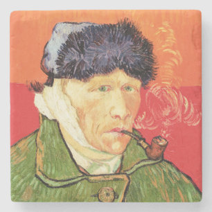 Dessous-de-verre En Pierre Van Gogh - Autoportrait avec oreille et tuyau en b