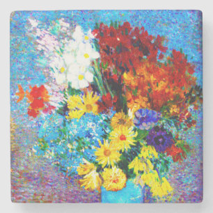 Dessous-de-verre En Pierre Van Gogh Flowers dans un Vase Bleu