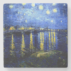 Dessous-de-verre En Pierre Van Gogh - Nuit étoilée sur le Rhône