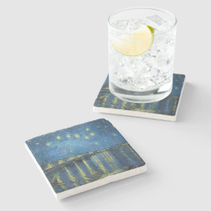 Dessous-de-verre En Pierre Van Gogh Nuit étoilée sur le Rhône