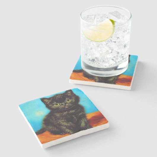 Dessous-de-verre En Pierre Van Gogh Style Pouting Kitten (Côté)