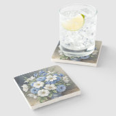 Dessous-de-verre En Pierre Vase de fleurs aquarelle élégant (Côté)