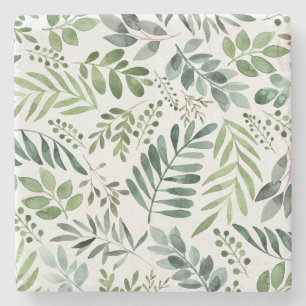 Dessous-de-verre En Pierre Verdure botanique Feuille Aquarelle 