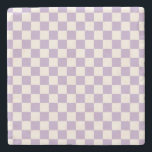 Dessous-de-verre En Pierre Vérification du pourpre, Motif de tableau de contr<br><div class="desc">à damiers Motif - damier violet et blanc crème.</div>