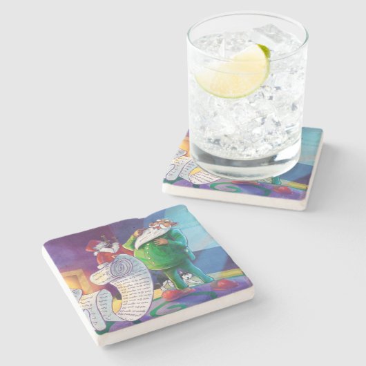 Dessous-de-verre En Pierre Vérifier deux fois Père Noël (Côté)