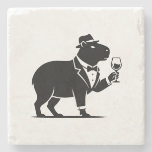 Dessous-de-verre En Pierre Verre à vin capybara drôle minimaliste moderne