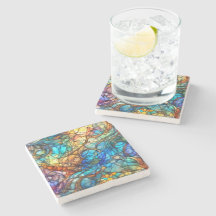 Verre multicolore de style vitrail abstrait 77