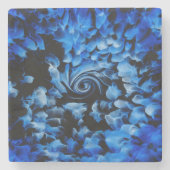 Dessous-de-verre En Pierre Verre Noir Et Bleu Abstrait (Devant)