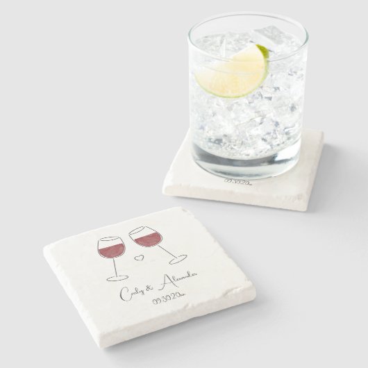 Dessous-de-verre En Pierre Verre rouge Mariage Fiançailles Favoriser (Côté)