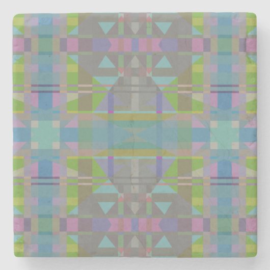 Dessous-de-verre En Pierre Vert bleu violet géométrique (Devant)