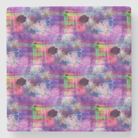 Dessous-de-verre En Pierre Vert de conception, aquarelle pourpre de texture (Devant)