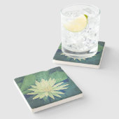 Dessous-de-verre En Pierre Vert de fleur de nénuphar (Côté)