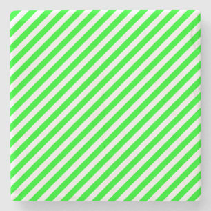Dessous-de-verre En Pierre Vert et blanc, Dessous de verre Carré Stripes