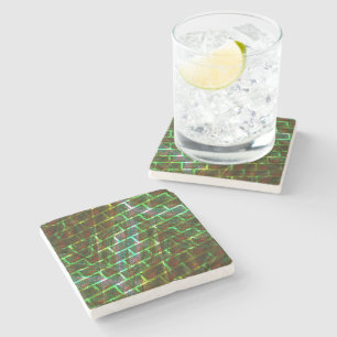 Dessous-de-verre En Pierre Vert et taché, rayures et effet de mur