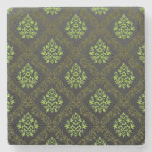 Dessous-de-verre En Pierre Vert floral de papier peint (Devant)