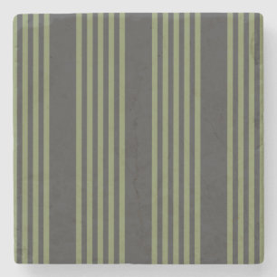 Dessous-de-verre En Pierre Vert olive et charbon de bois cinq bandes motif