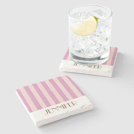 Dessous-de-verre En Pierre Vibrant couleurs rayures violet Mariage tendance (Côté)