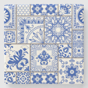Dessous-de-verre En Pierre Victorian Majolica : Patchwork Tile Motif.