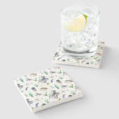 DESSOUS-DE-VERRE EN PIERRE VIE MARINE (Côté)