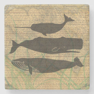Dessous-de-verre En Pierre Vieille Baleine Nautique Océan Vie Maritime Antiq