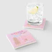 Dessous-de-verre En Pierre Vietnam Travel Art, rose (Côté)