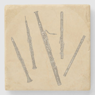 Dessous-de-verre En Pierre Vieux dessins au trait d'instruments pour les bois