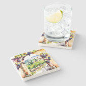 Dessous-de-verre En Pierre Vignoble mariage faveurs monogrammed (Côté)