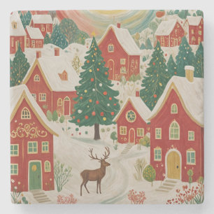 Dessous-de-verre En Pierre Village de Noël