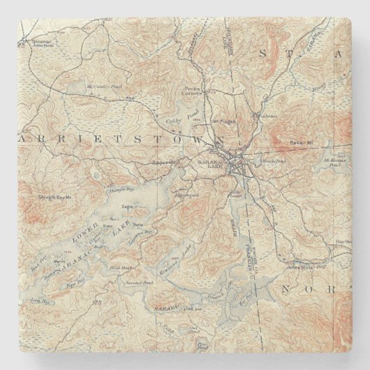 Dessous-de-verre En Pierre Village et zone du lac Saranac à Adirondacks (Devant)