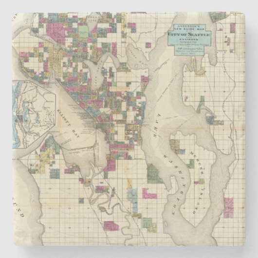 Dessous-de-verre En Pierre Ville de Seattle et d'environs (Devant)